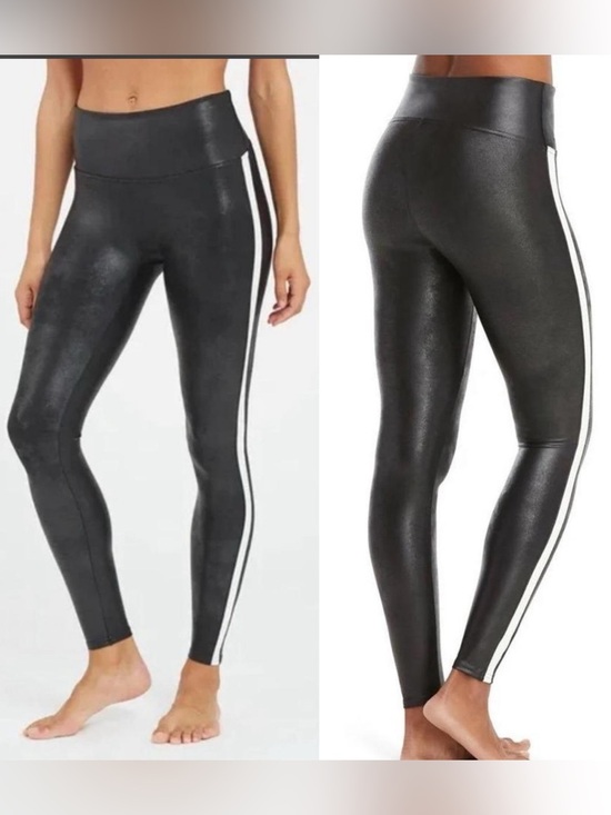 SPANX Pants - SPANX Faux Leather Legging Side Stripe size medium